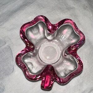 Chic Pink Glass Clover Bowl